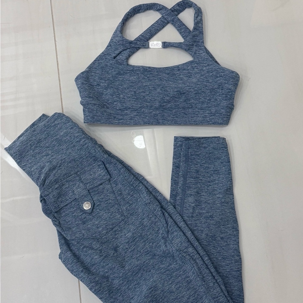 Bombshell Sportswear Blue Leggings High-Waisted Stretch